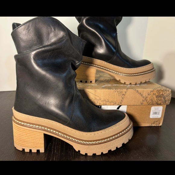 Free People Mel Slouch Boots Black Leather Womens 7 - Picture 1 of 16